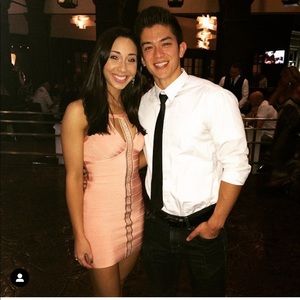 Peach studded bodycon dress